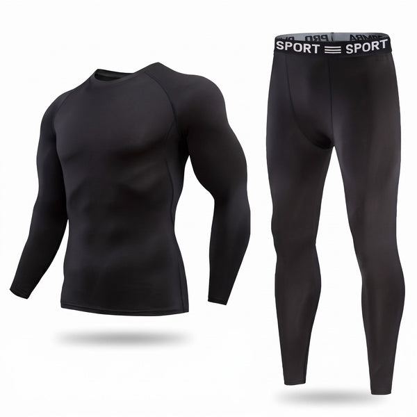 Men's Fleece Lined Thermal Set with Crew Neck Top