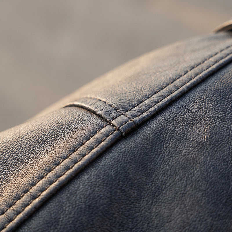 Men's Full Grain Leather Coat, Windproof and Long - product view 4 | Buffalo Gears