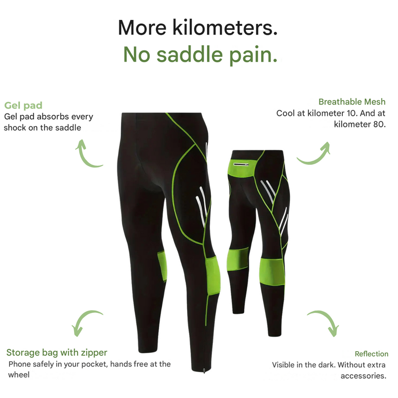 Men's Gel-Padded Cycling Tights for Long Rides - product view 2 | Buffalo Gears