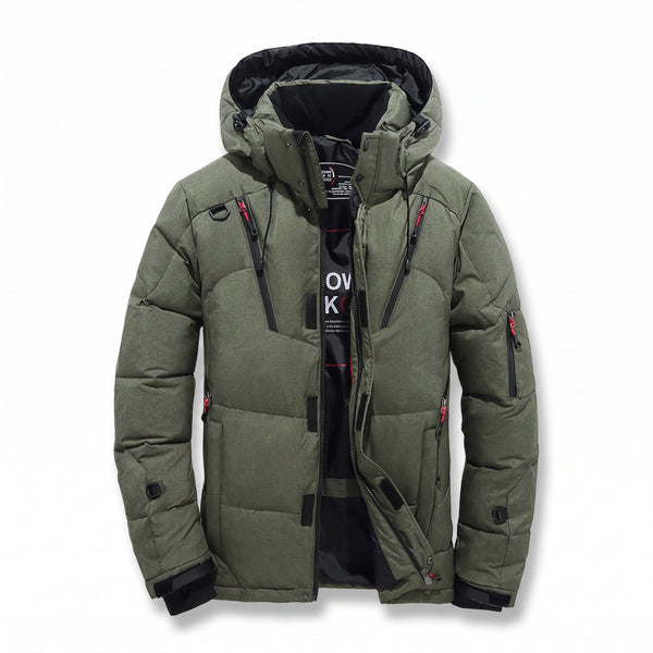 Men's Goose Down Winter Jacket with Adjustable Hood