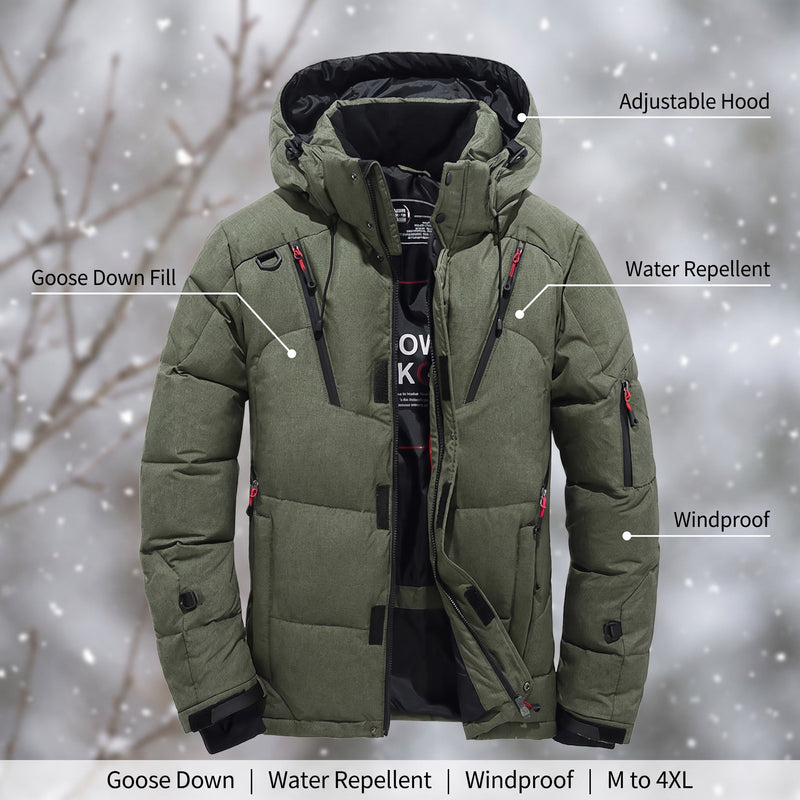 Men's Goose Down Winter Jacket with Adjustable Hood - product view 2 | Buffalo Gears