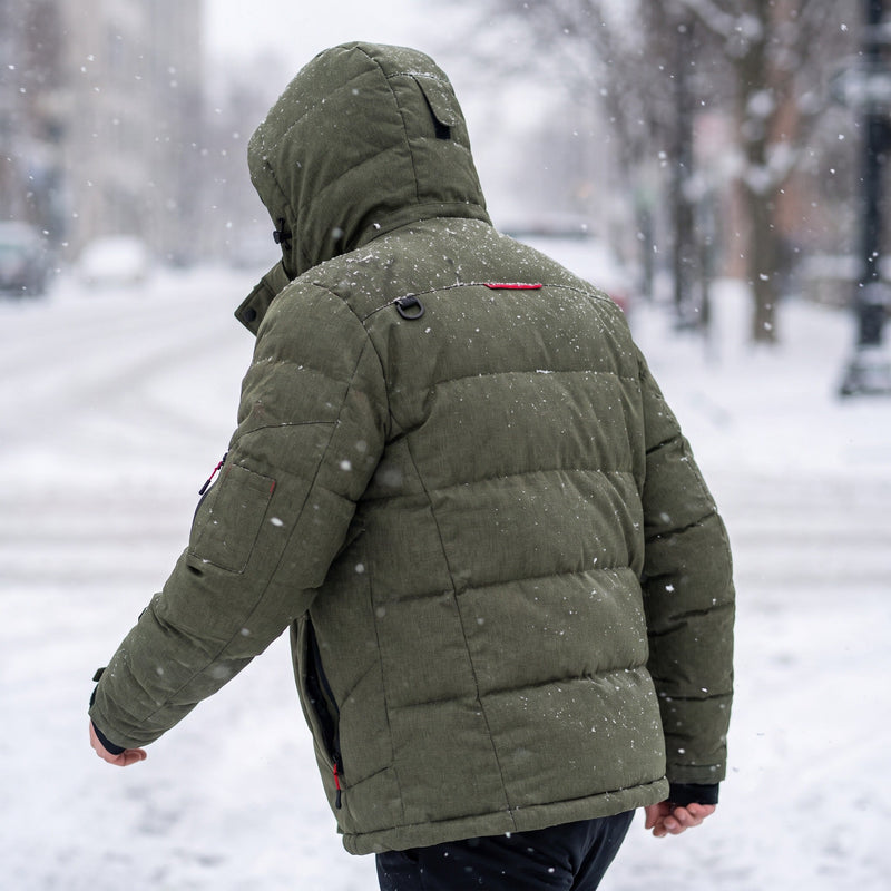 Men's Goose Down Winter Jacket with Adjustable Hood - product view 5 | Buffalo Gears