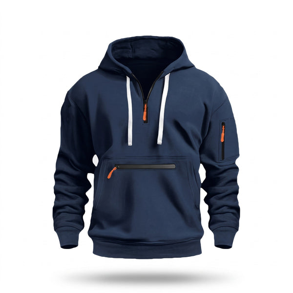 Men's Half Zip Hoodie with a Kangaroo Front Pocket