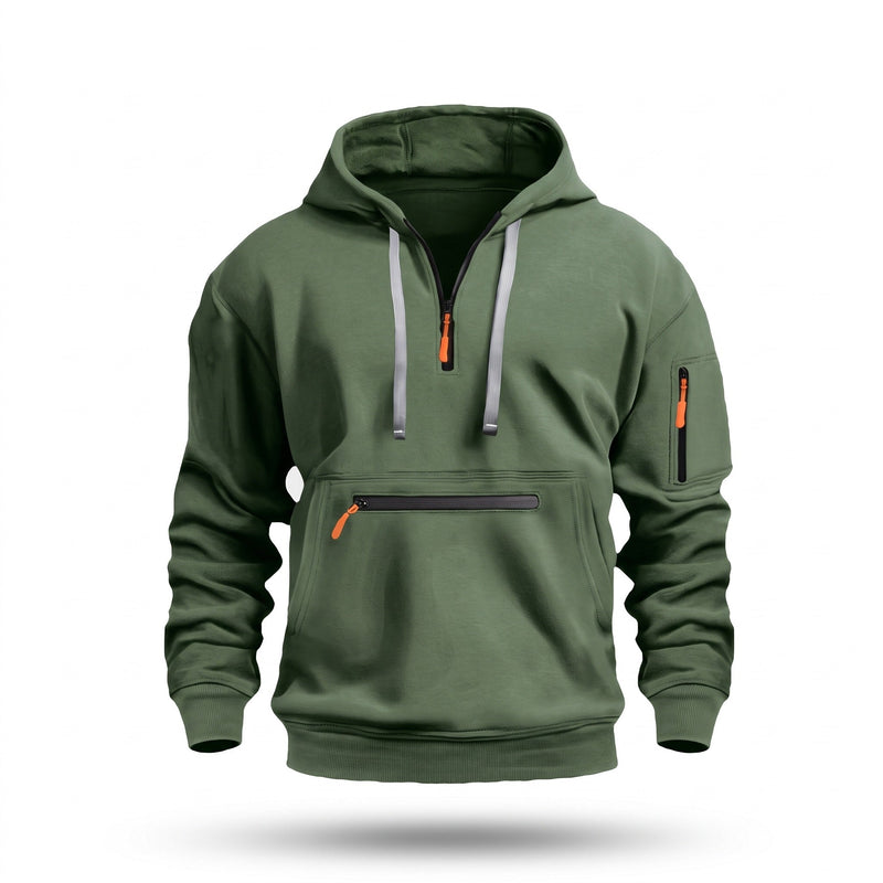 Men's Half Zip Hoodie with a Kangaroo Front Pocket - product view 14 | Buffalo Gears