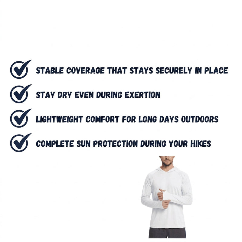 Men's Hooded Hiking Shirt with UPF 50+ Sun Shield - product view 7 | Buffalo Gears