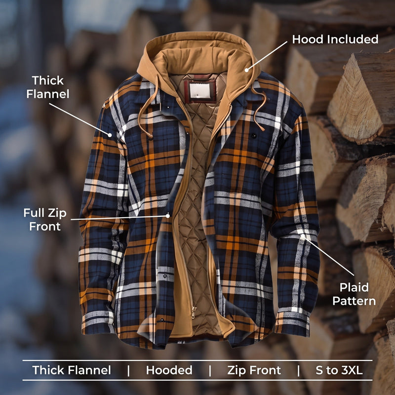 Men's Hooded Plaid Flannel Shacket with Full Zip Front - product view 2 | Buffalo Gears