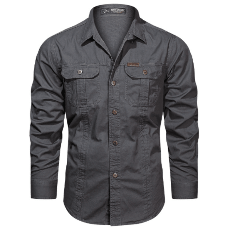 Men's Long-Sleeve Cotton Blend Hiking Shirt for Layering - product view 2 | Buffalo Gears