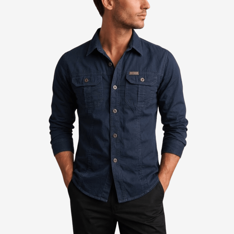 Men's Long-Sleeve Cotton Blend Hiking Shirt for Layering - product view 11 | Buffalo Gears