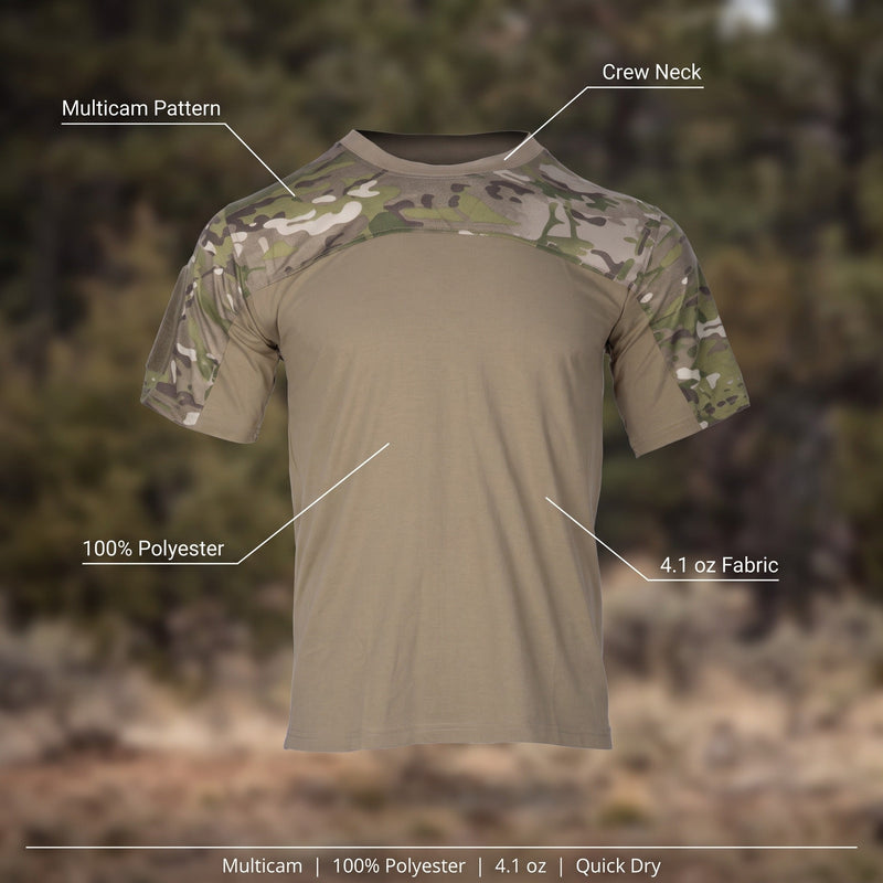 Men's Multicam Crew Neck Tactical T-Shirt in Polyester - product view 2 | Buffalo Gears