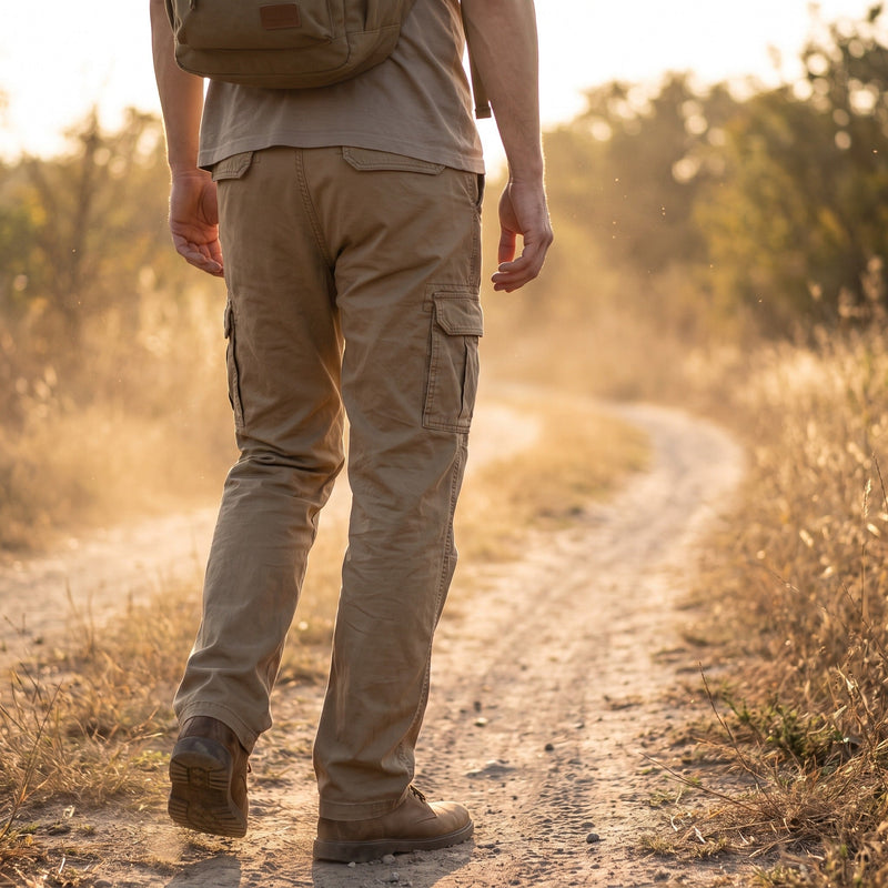 Men's Organic Cotton Cargo Trousers in Relaxed Fit - product view 3 | Buffalo Gears