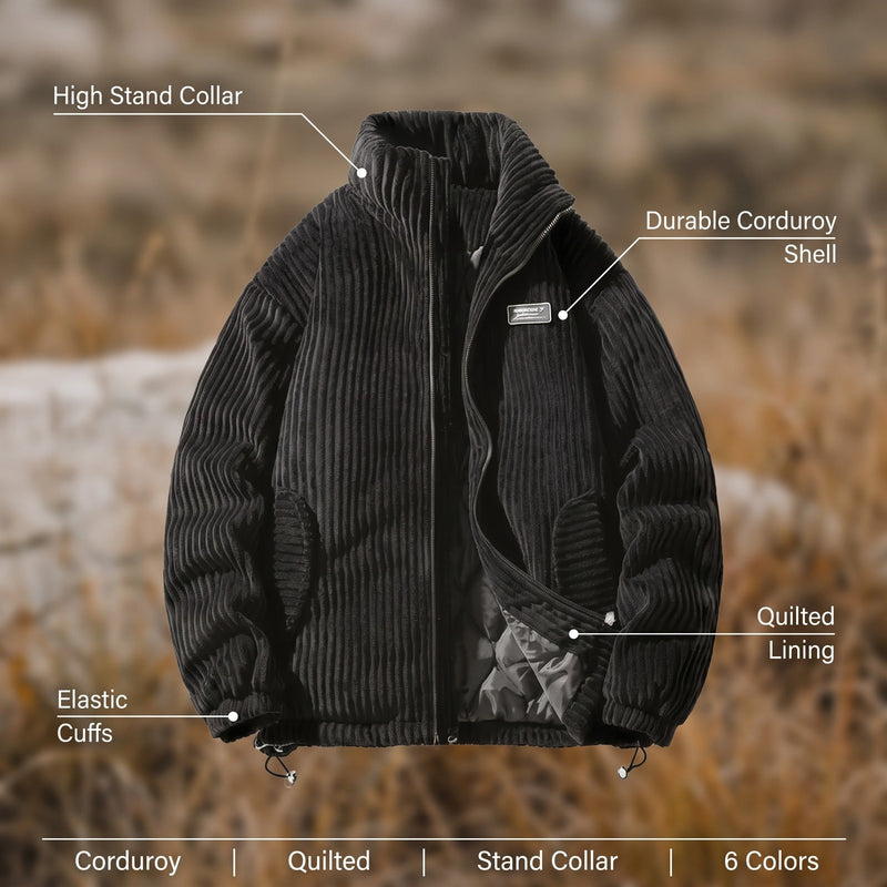 Men's Quilted Corduroy Jacket with Stand Collar - product view 2 | Buffalo Gears