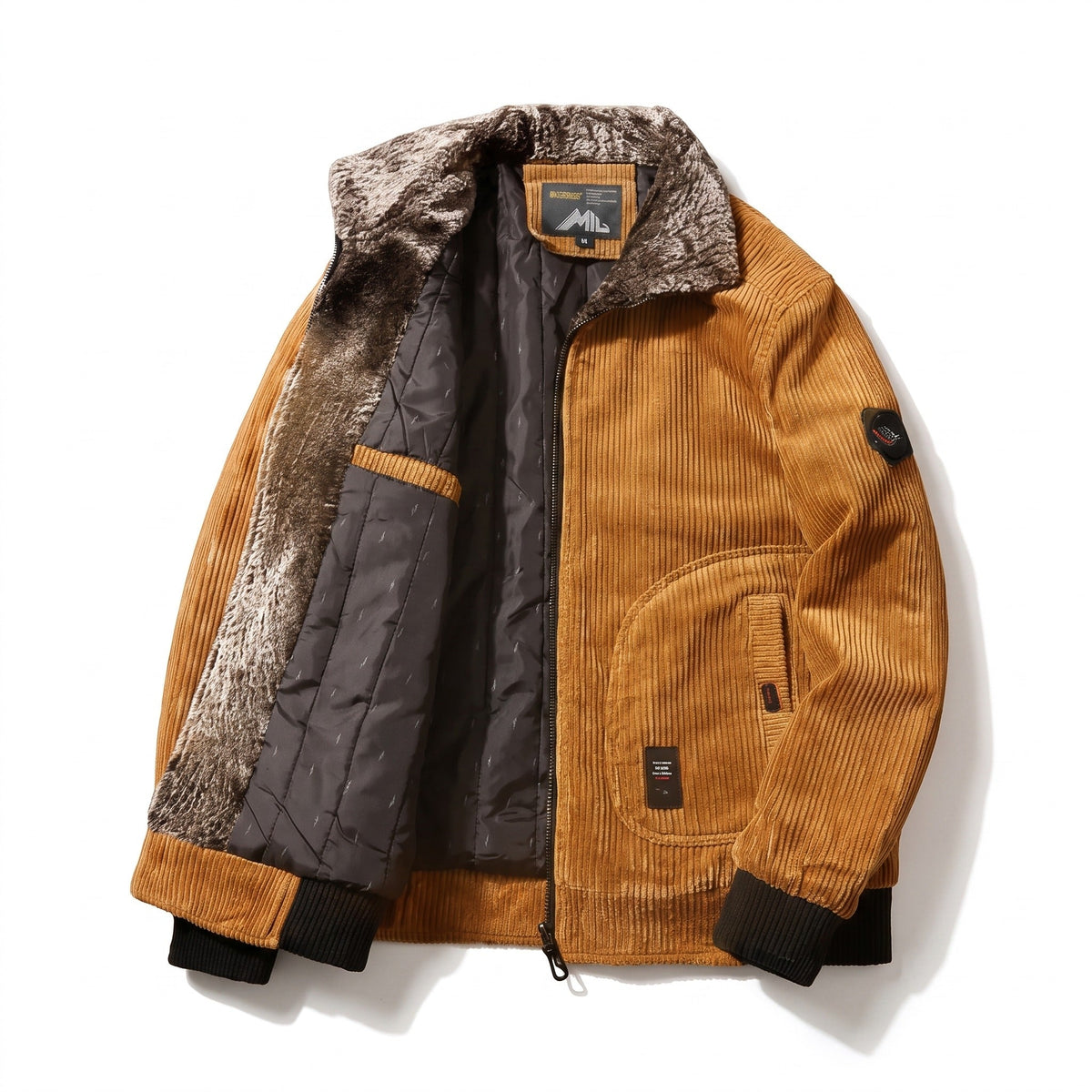 Men's Sherpa Lined Corduroy Bomber with Ribbed Cuffs - product view 1 | Buffalo Gears