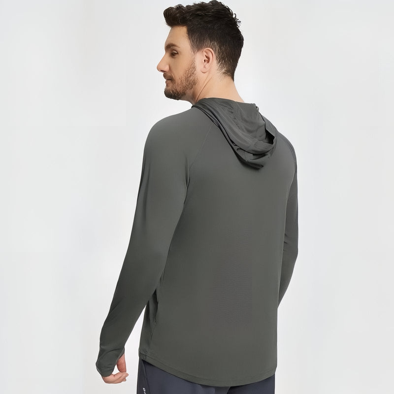 Men's UPF 50+ Hooded Sun Shirt for Hiking Trails - product view 4 | Buffalo Gears