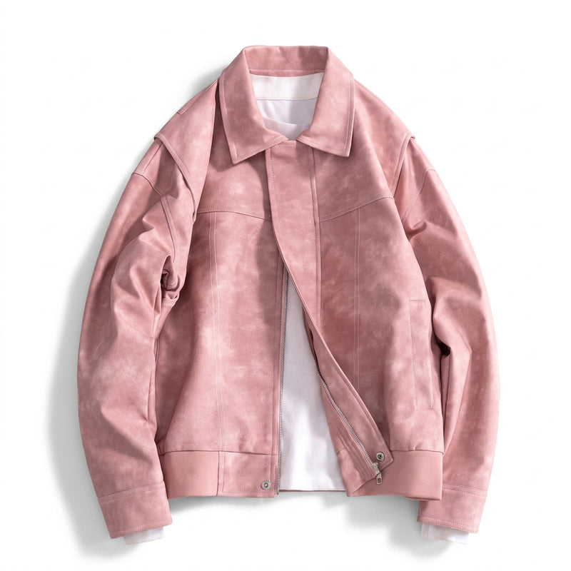 Men's Vegan Leather Bomber Jacket with Dual Pockets - product view 9 | Buffalo Gears