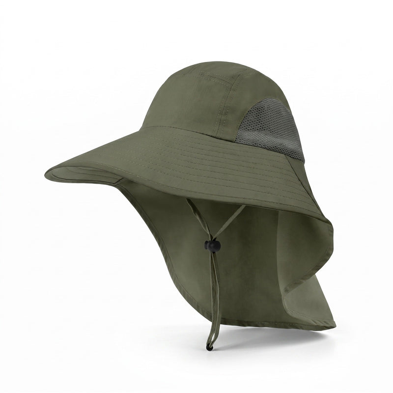 Men's Waterproof Wide-Brim Hat with Neck Flap - product view 7 | Buffalo Gears
