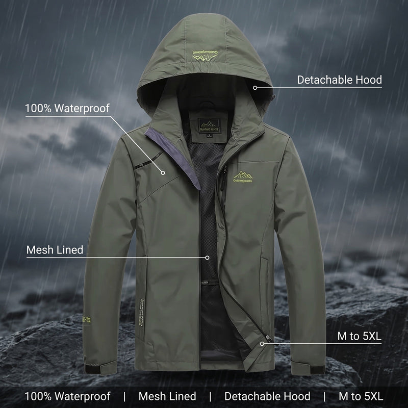 Men's Waterproof Windbreaker with Mesh Lining and Cuffs - product view 2 | Buffalo Gears