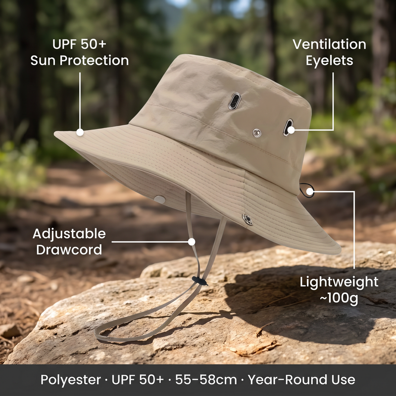 Men's Wide-Brim Bucket Hat with UPF 50+ Protection - product view 2 | Buffalo Gears