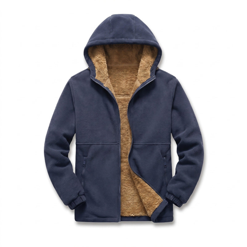 Men's Wool Hooded Winter Jacket with Pile Lining and Zip Front - product view 7 | Buffalo Gears