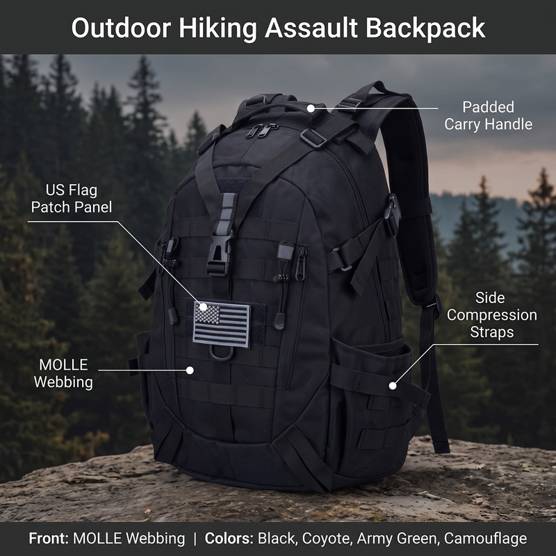 MOLLE Tactical Assault Backpack for Hiking and Travel - product view 3 | Buffalo Gears