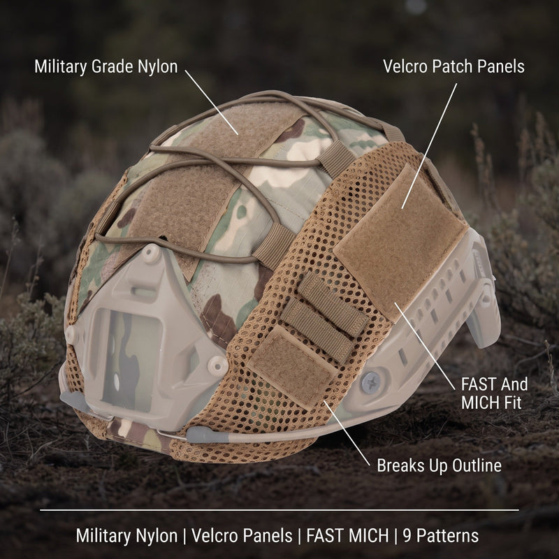 Nylon Helmet Cover with Velcro Panels for FAST and MICH Shells - product view 2 | Buffalo Gears