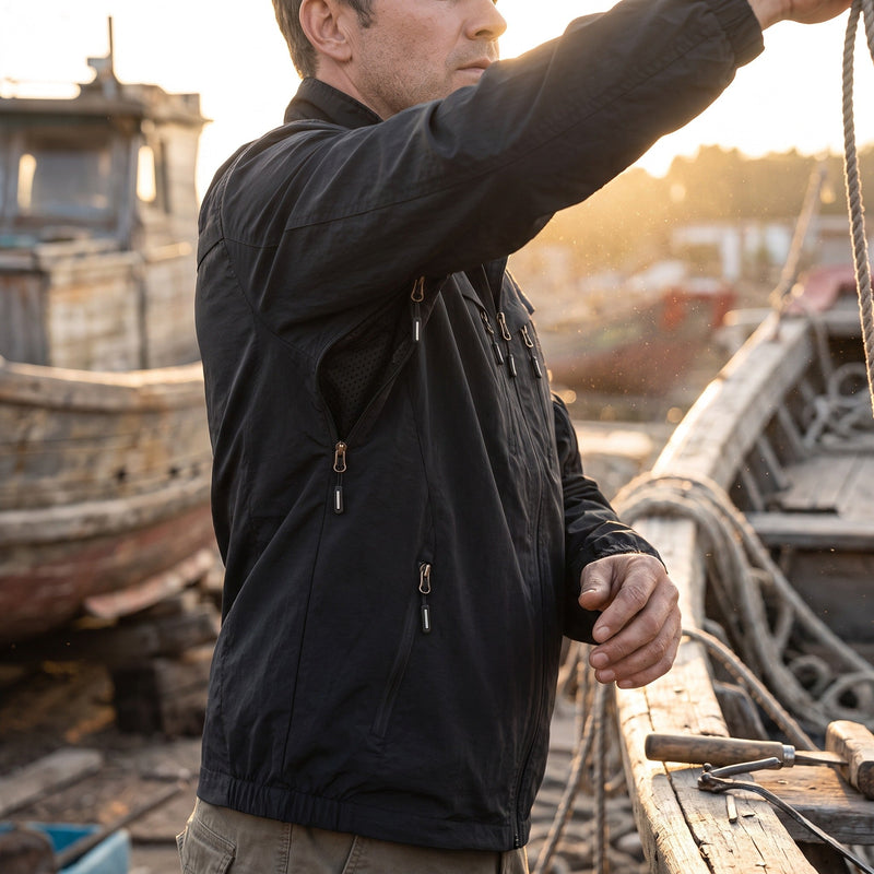 Nylon Utility Jacket for Men with Underarm Vents - product view 2 | Buffalo Gears