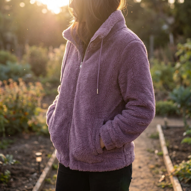 Plus Size Coral Velvet Jacket for Women with Pockets - product view 2 | Buffalo Gears