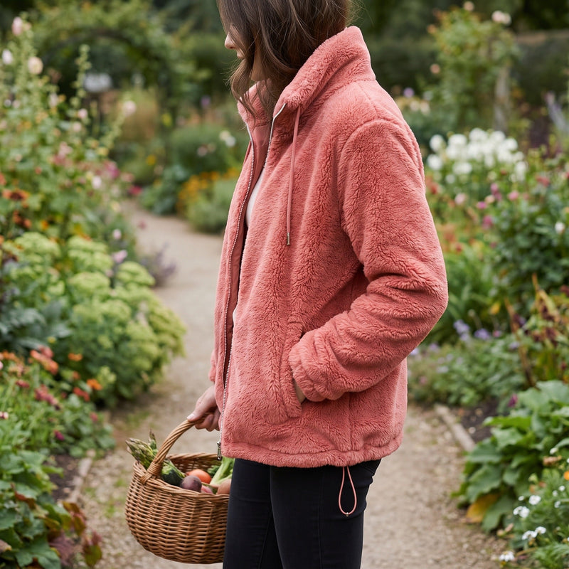 Plus Size Coral Velvet Jacket for Women with Pockets - product view 4 | Buffalo Gears