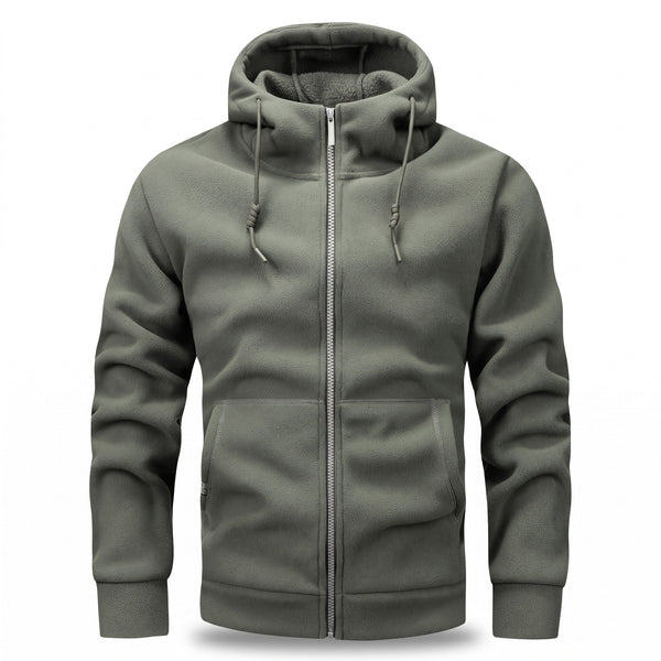 Polar Fleece Hooded Cardigan, Unisex Zip Through