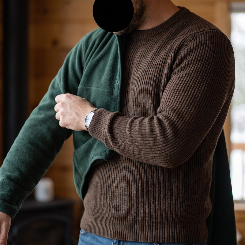Ribbed Knit Top for Men, Long Sleeve Crew Neck - product view 4 | Buffalo Gears