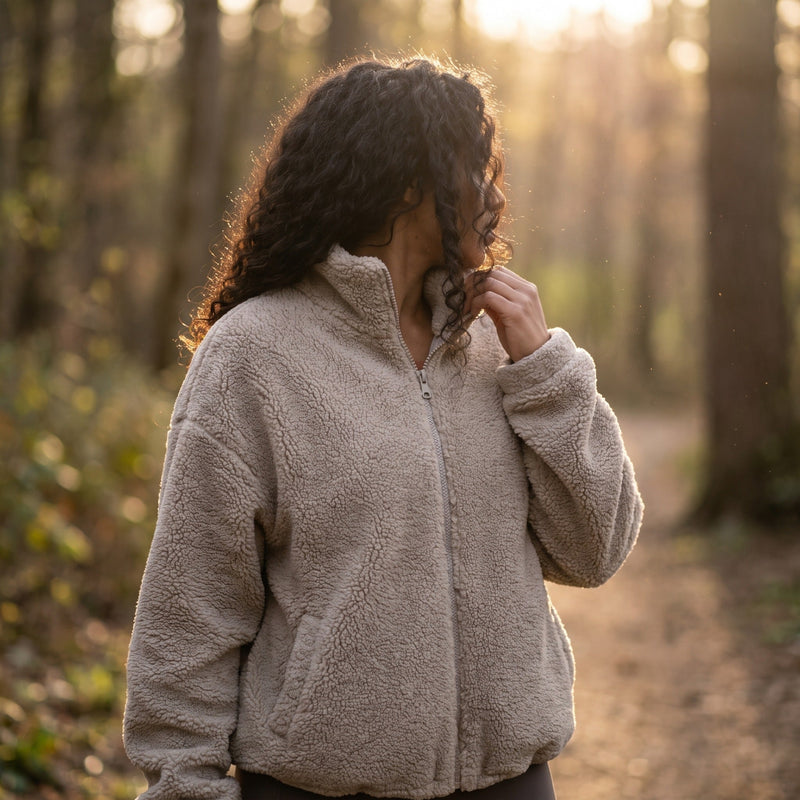 Sherpa Fleece Jacket for Women with High Funnel Collar - product view 2 | Buffalo Gears