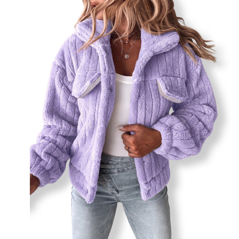 Short Plush Jacket for Women with Notch Lapel - product view 8 | Buffalo Gears