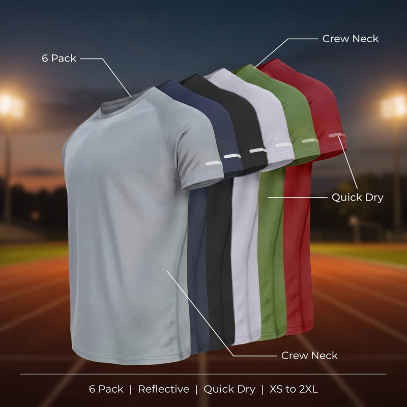 Six Pack Sport Tees with Reflective Print and Crew Neck - product view 2 | Buffalo Gears
