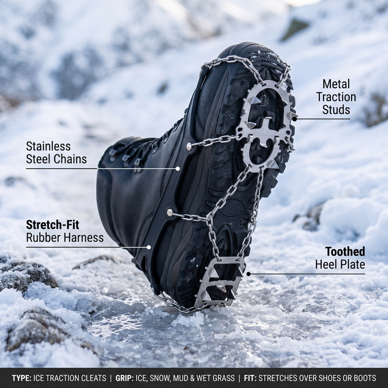 Stretch-Fit Snow Grips for Icy Paths and Winter Trails - product view 3 | Buffalo Gears