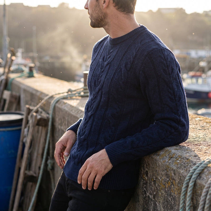 Striped Knit Jumper for Men with Ribbed Cuffs - product view 2 | Buffalo Gears