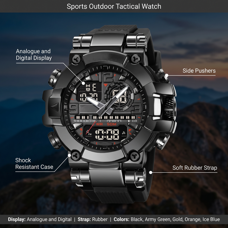 Tactical Digital Sports Watch with Moon and Tide Tracker - product view 3 | Buffalo Gears
