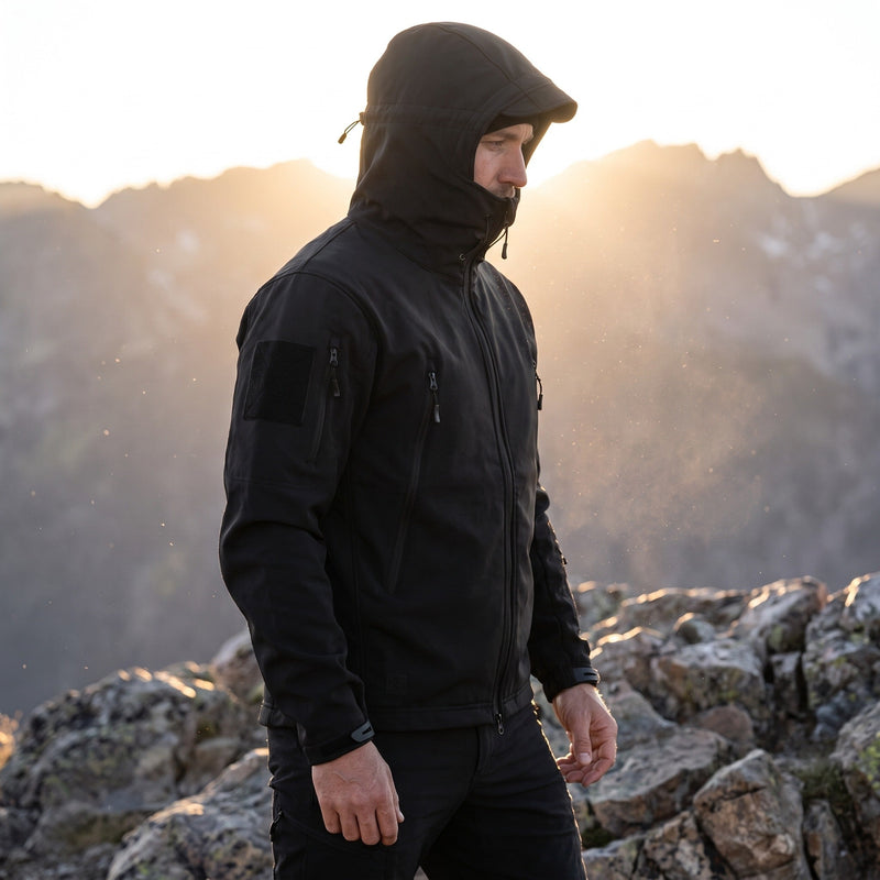 Technical Softshell Jacket for Men with Storm Flap - product view 2 | Buffalo Gears