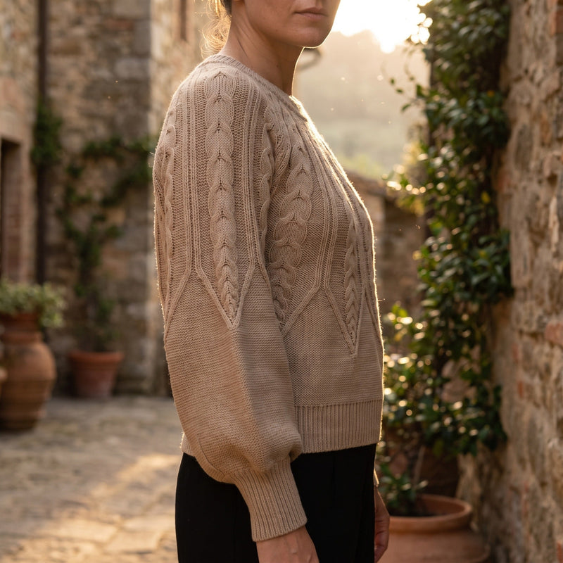 Textured Knit Jumper for Women with Lantern Sleeves - product view 2 | Buffalo Gears