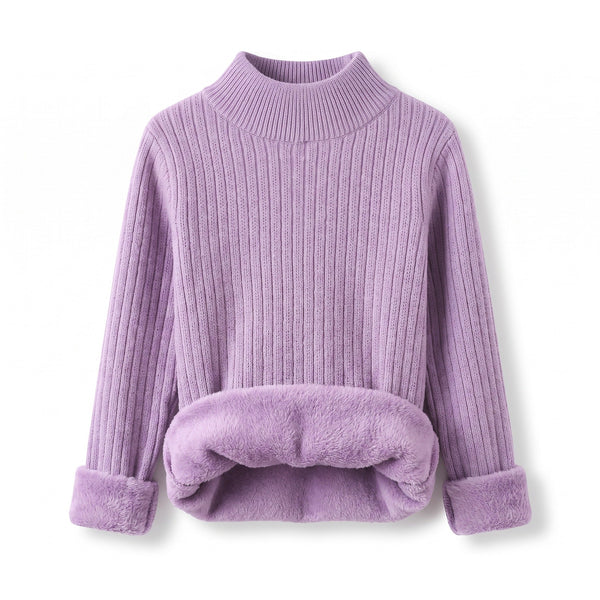 Thick Fleece Jumper for Women, Seamless Mock Neck