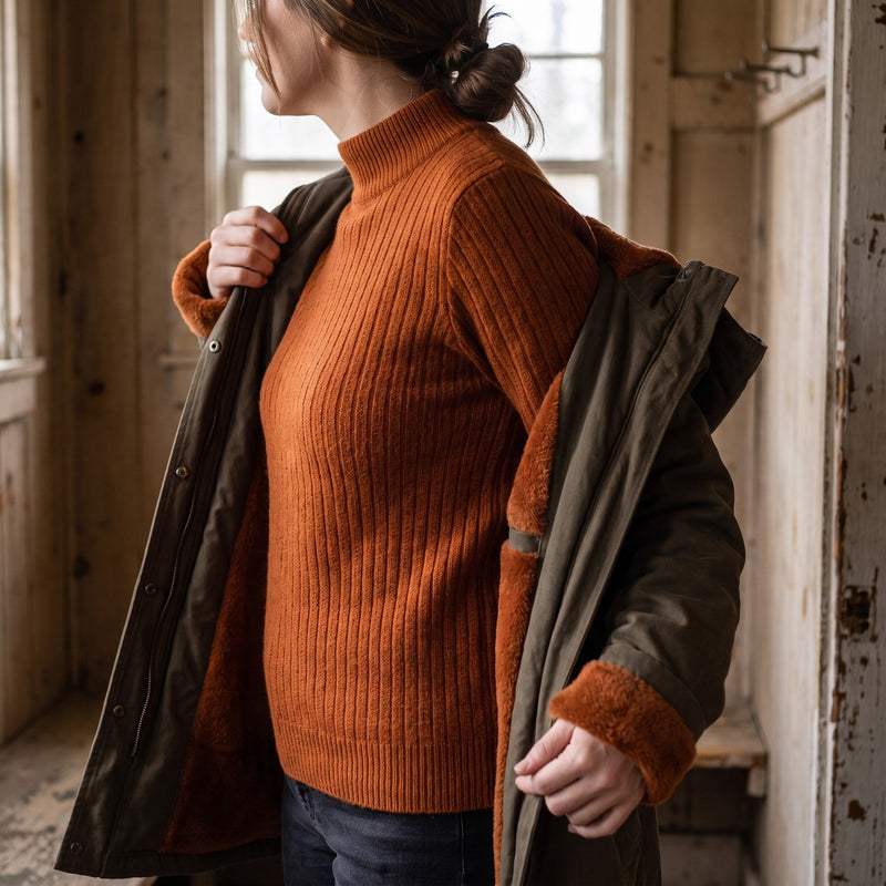 Thick Fleece Jumper for Women, Seamless Mock Neck - product view 4 | Buffalo Gears