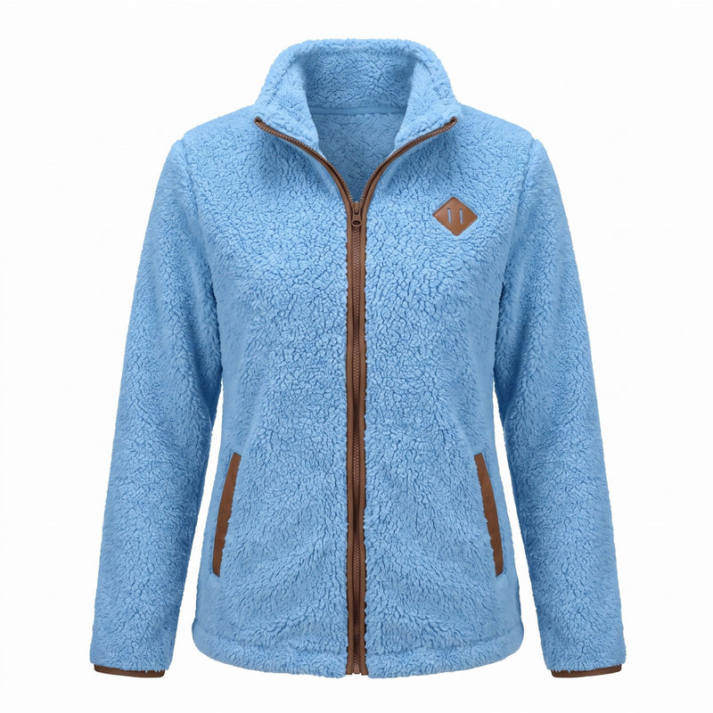 Thick Plush Fleece Jacket for Women, Small Stand Collar - product view 5 | Buffalo Gears