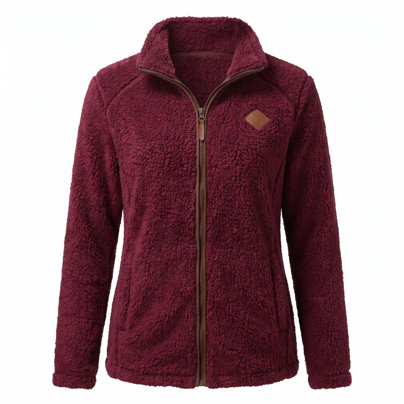 Thick Plush Fleece Jacket for Women, Small Stand Collar - product view 10 | Buffalo Gears