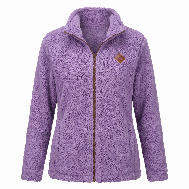 Thick Plush Fleece Jacket for Women, Small Stand Collar - product view 14 | Buffalo Gears