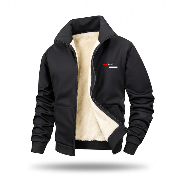 Thickened Fleece Jacket for Men with Chest Print