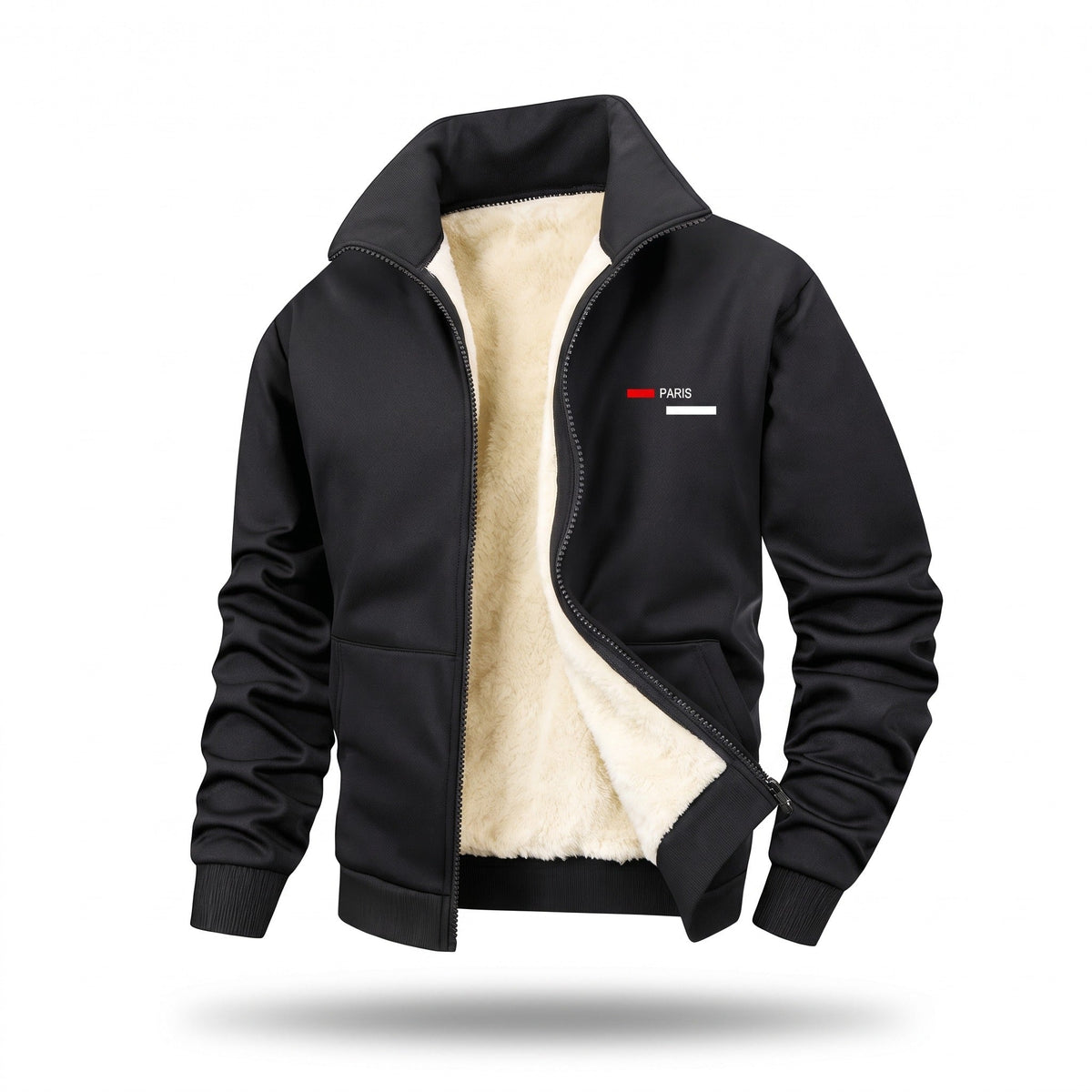 Thickened Fleece Jacket for Men with Chest Print - product view 1 | Buffalo Gears
