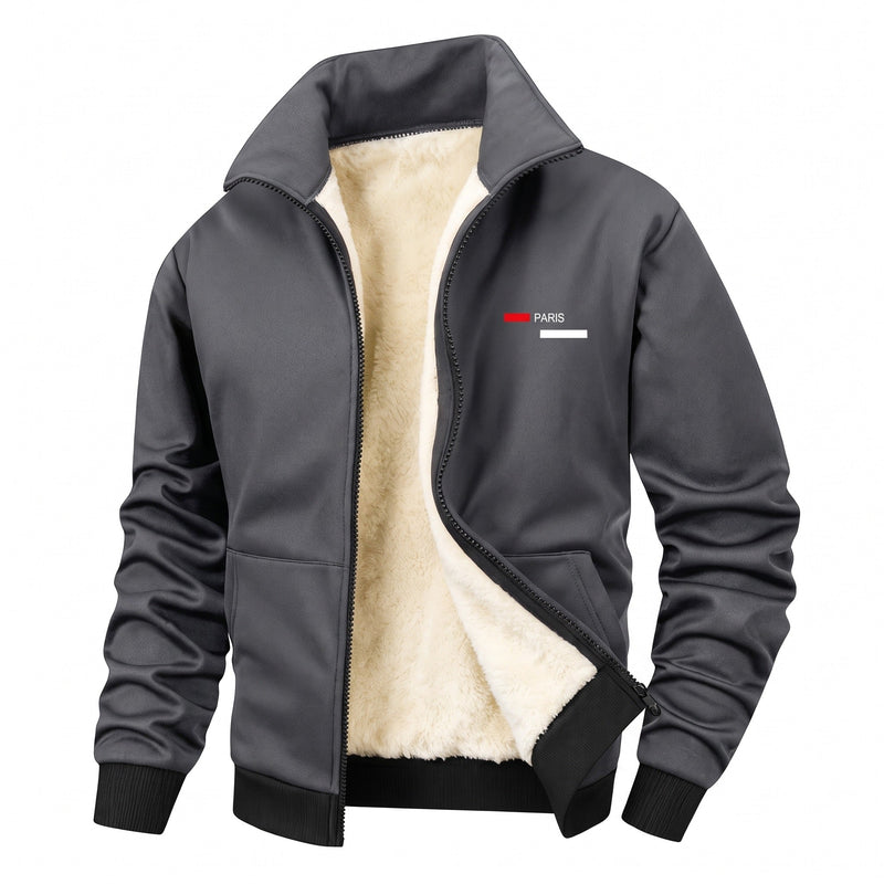 Thickened Fleece Jacket for Men with Chest Print - product view 6 | Buffalo Gears