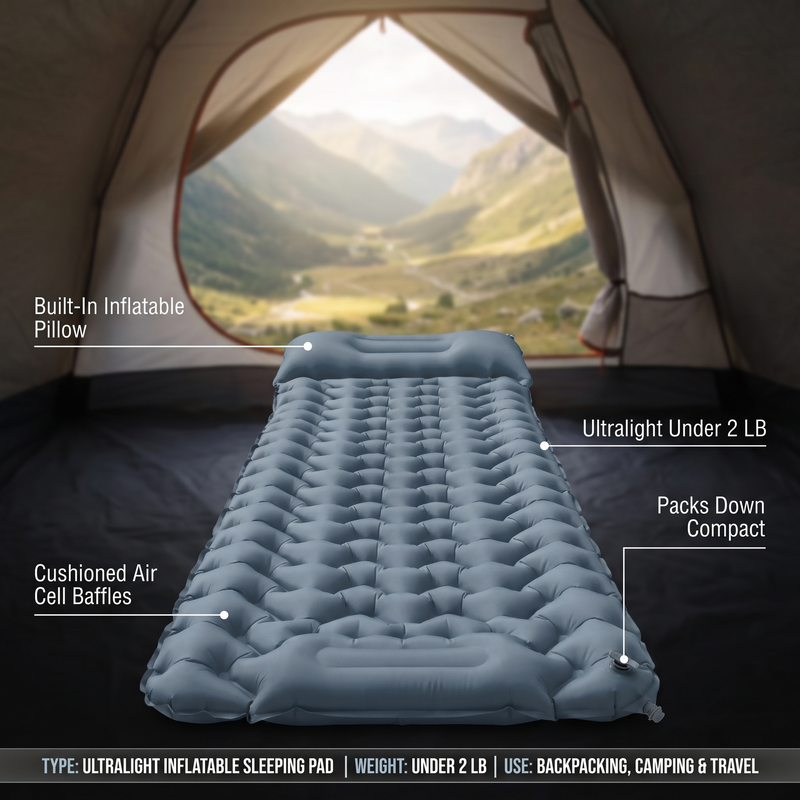 Ultralight Packable Sleeping Pad for Backpacking Trips - product view 3 | Buffalo Gears