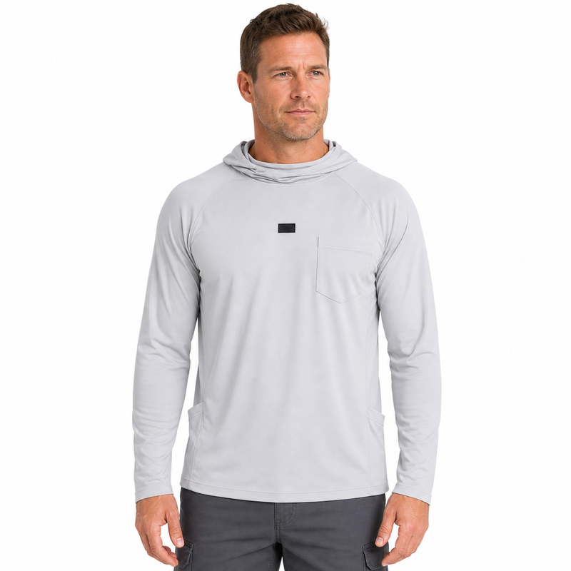 UPF 50+ Hooded Sun Shirt with Attached Neck Gaiter - product view 4 | Buffalo Gears