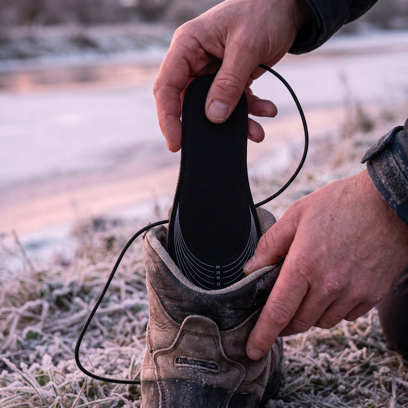 USB Heated Insoles, Trim to Fit EU 35 to 45, Carbon Fibre - product view 2 | Buffalo Gears