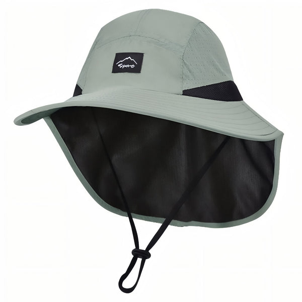 Wide Brim Hiking Cap with Sun Flap for Neck Cover