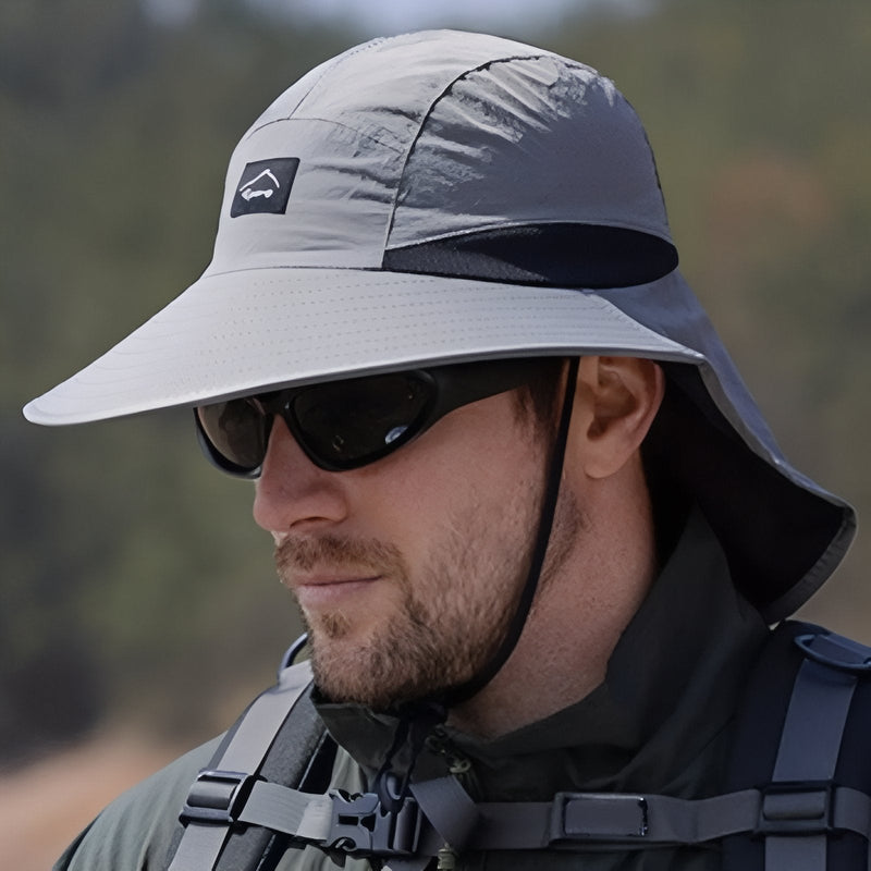 Wide Brim Hiking Cap with Sun Flap for Neck Cover - product view 9 | Buffalo Gears